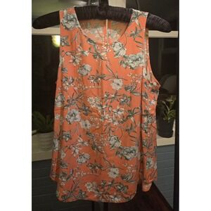 Daniel Rainn Coral Floral Tank Top Sleeveless‎ Blouse Casual Summer Top PS
